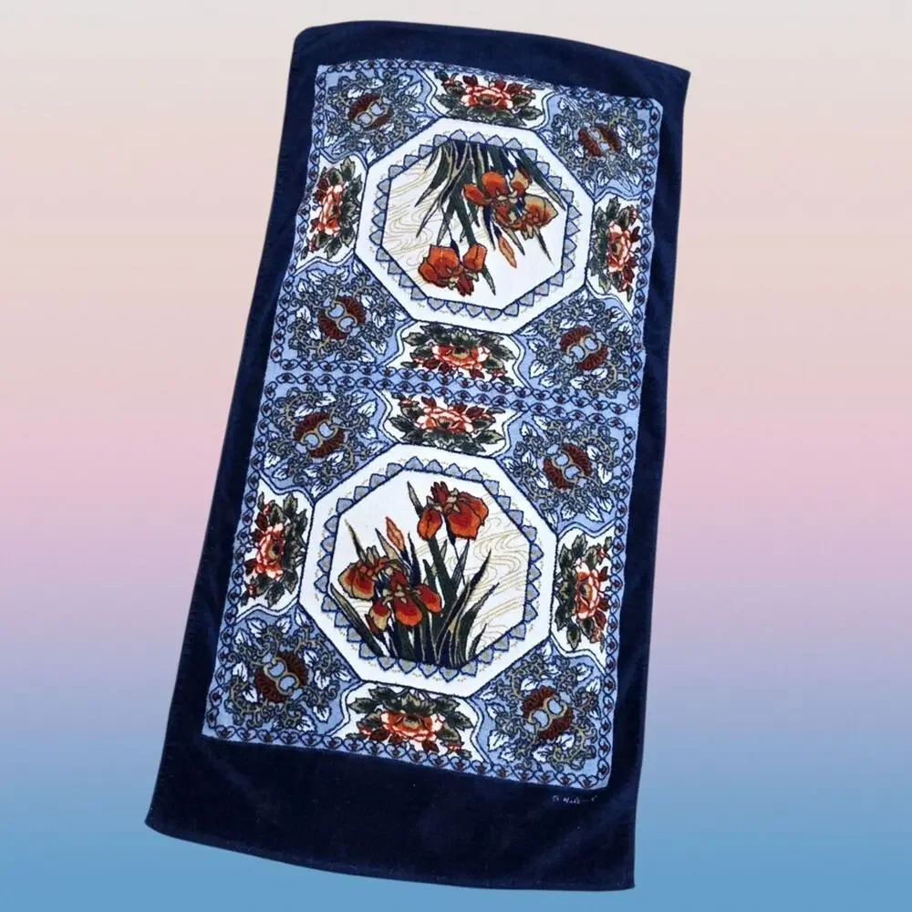 Vintage Hilasal Floral Cotton 5 Pc. Towel Set | Mid Century Modern Bath Linens